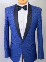 Award - Tailored Cobalt Blue Brocade Tuxedo Jacket