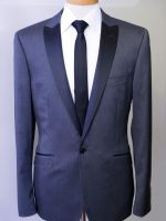 Fakie - Char/Grey 1 Button Peak lapel Slim Fit Dinner Suit.